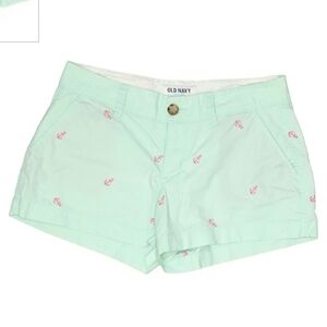 Old Navy Seafoam Green Anchor Shorts Women's 0 Cute Casual Summer Beach EUC